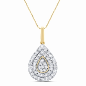 9ct Yellow Gold 1 Carat Diamond Pendant on 45cm Chain