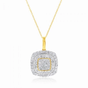 9ct Yellow Gold 1 Carat Diamond Pendant on 45cm Chain