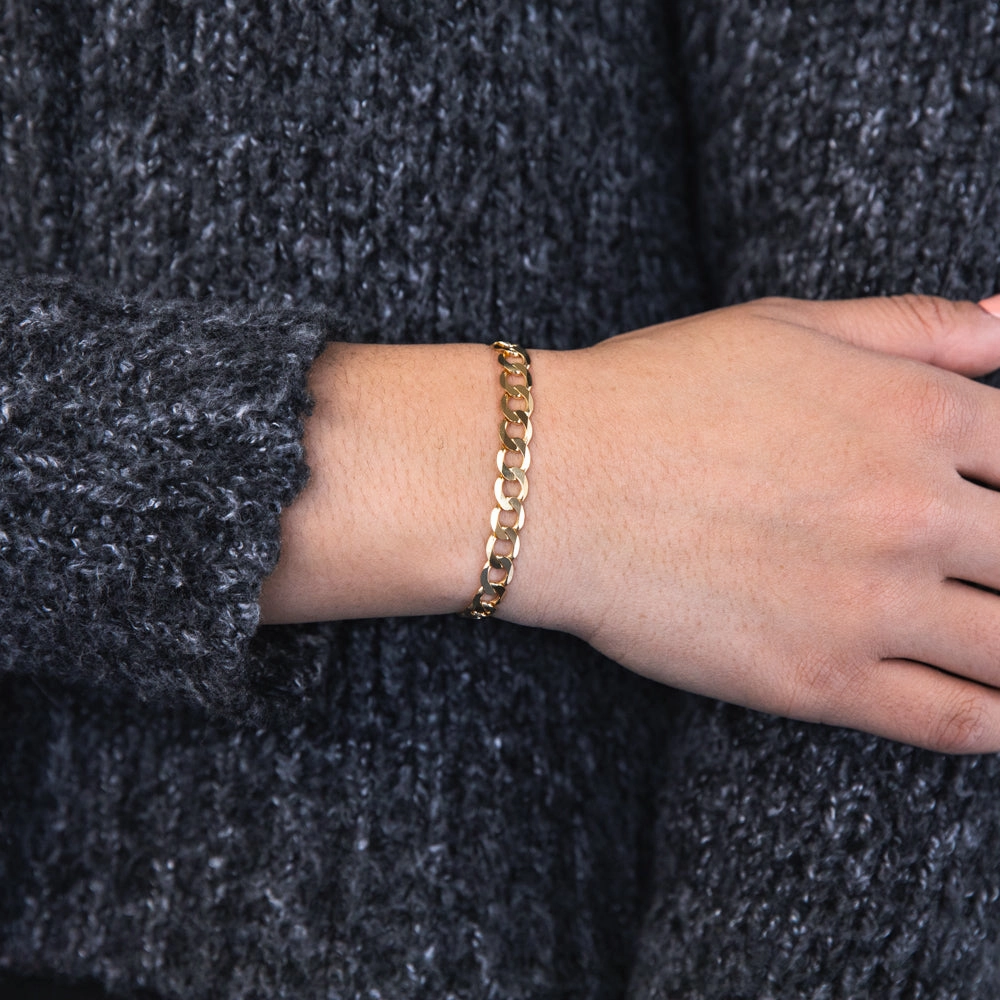 9ct Yellow Gold 21cm Curb Bracelet