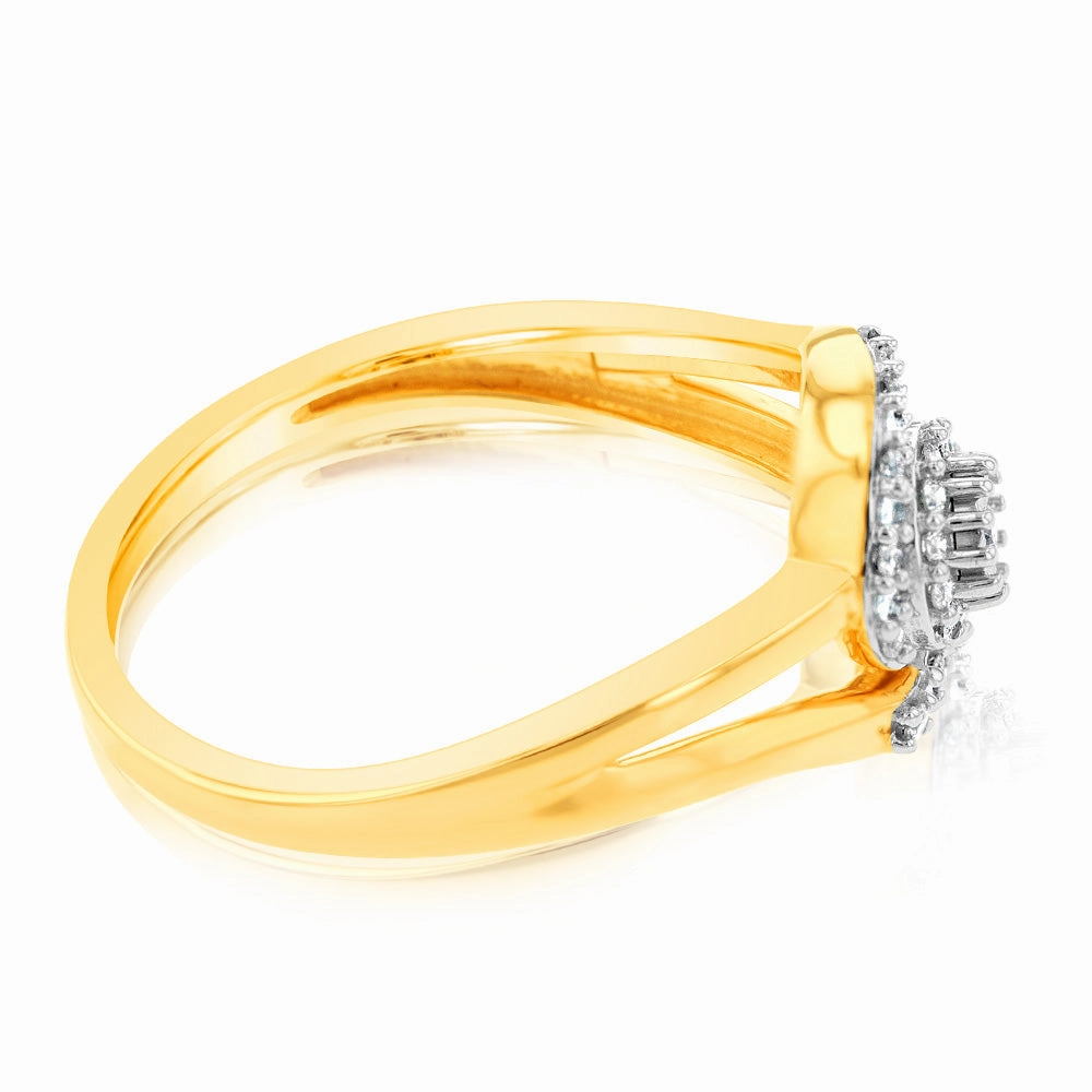 9ct Yellow Gold 23 Diamonds Swirl Ring
