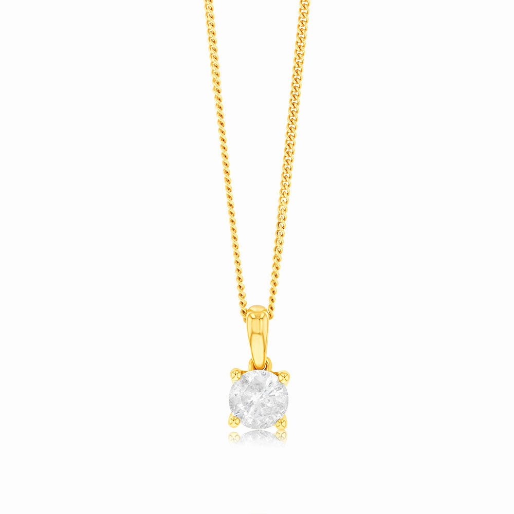 9ct Yellow Gold 3/4 Carat Diamond Pendant