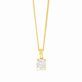 9ct Yellow Gold 3/4 Carat Diamond Pendant