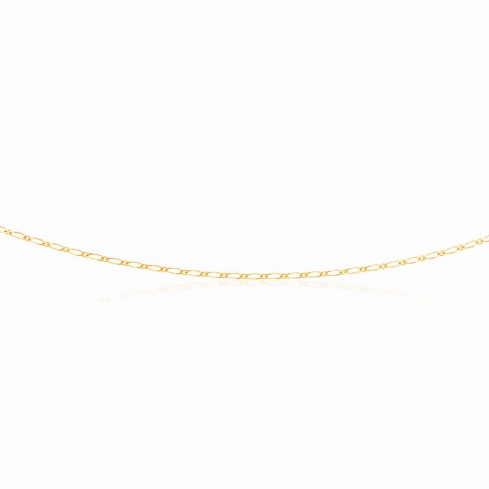 9ct Yellow Gold 40 Gauge 1:1 Figaro 46cm Chain