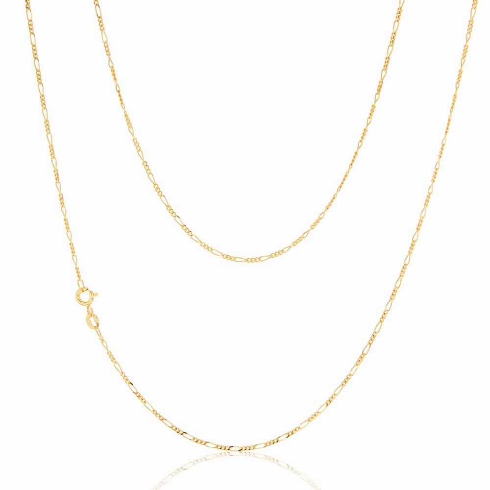 9ct Yellow Gold 40 Gauge 1:3 Figaro 51cm Chain