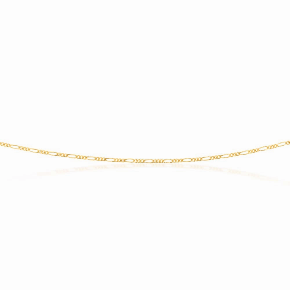 9ct Yellow Gold 40 Gauge 1:3 Figaro 51cm Chain