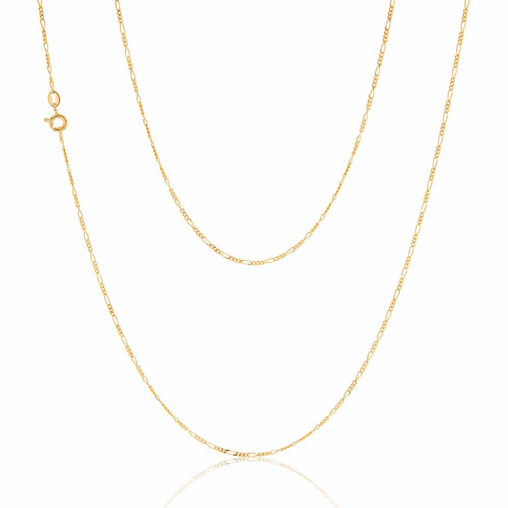 9ct Yellow Gold 40 Gauge 1:3 Figaro 56cm Chain