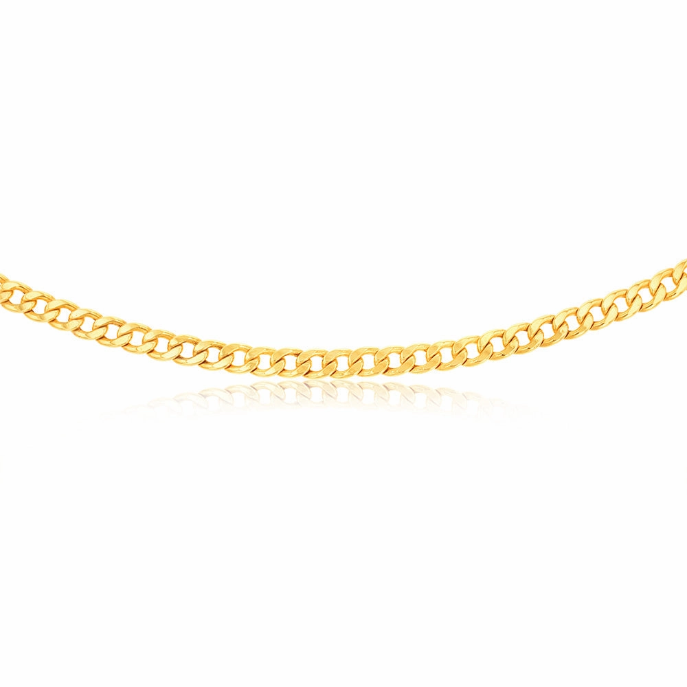 9ct Yellow gold Copper Filled Flat Curb 60cm Chain 190 Gauge