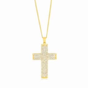 9ct Yellow Gold Cubic Zirconia Cross Pendant