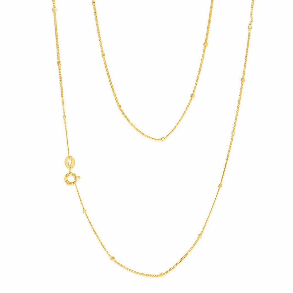 9ct Yellow Gold Curb With Diamond Cut Dices 45cm Chain