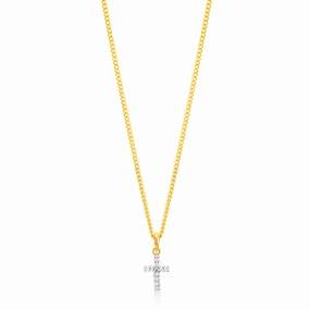 9ct Yellow Gold Diamond Cross Pendant