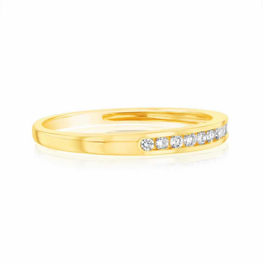 9ct Yellow Gold Diamond Eternity Ring with 10 Diamonds