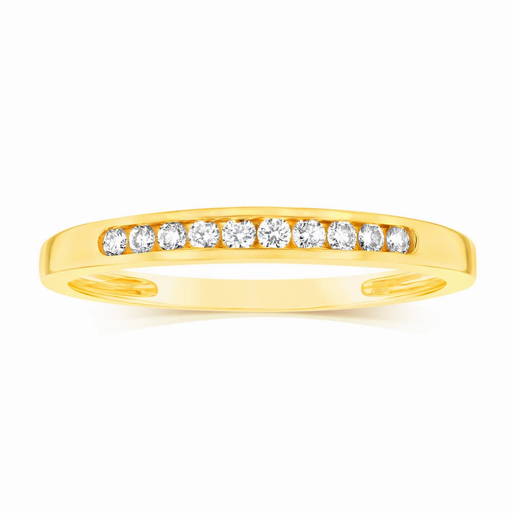 9ct Yellow Gold Diamond Eternity Ring with 10 Diamonds