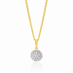9ct Yellow Gold Diamond Pendant Set with 1/5 Carat of 20 Brilliant Diamonds