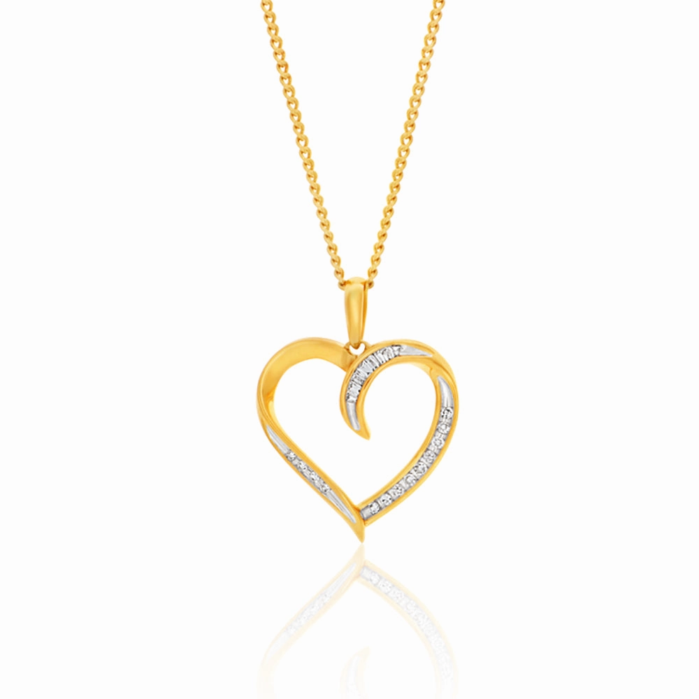 9ct Yellow Gold Diamond Pendant Set with 21 Brilliant Diamonds