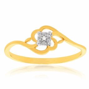 9ct Yellow Gold Diamond Ring