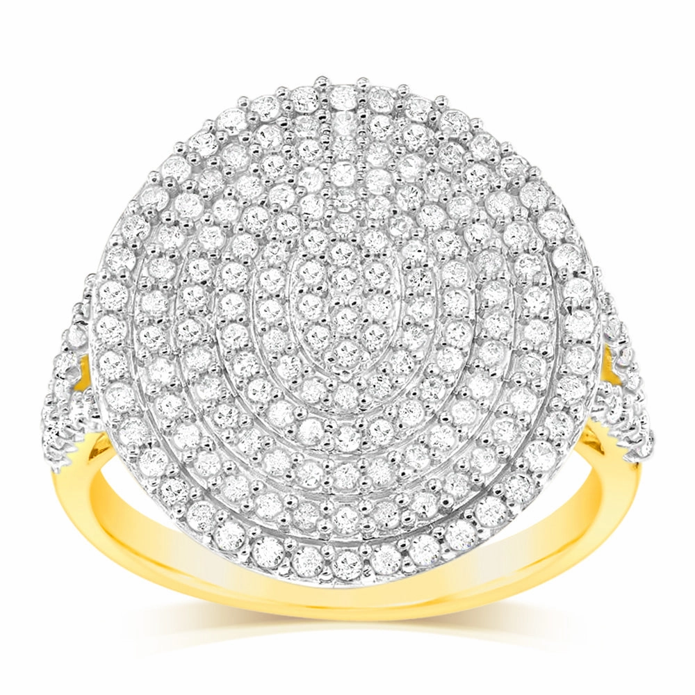 9ct Yellow Gold Fancy Ring in 1.25 Carat Natural Diamonds