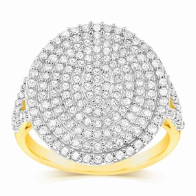 9ct Yellow Gold Fancy Ring in 1.25 Carat Natural Diamonds