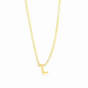 9ct Yellow Gold Initial "L" Pendant On Chain