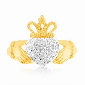 9ct Yellow Gold King Heart Shaped Diamond Ring