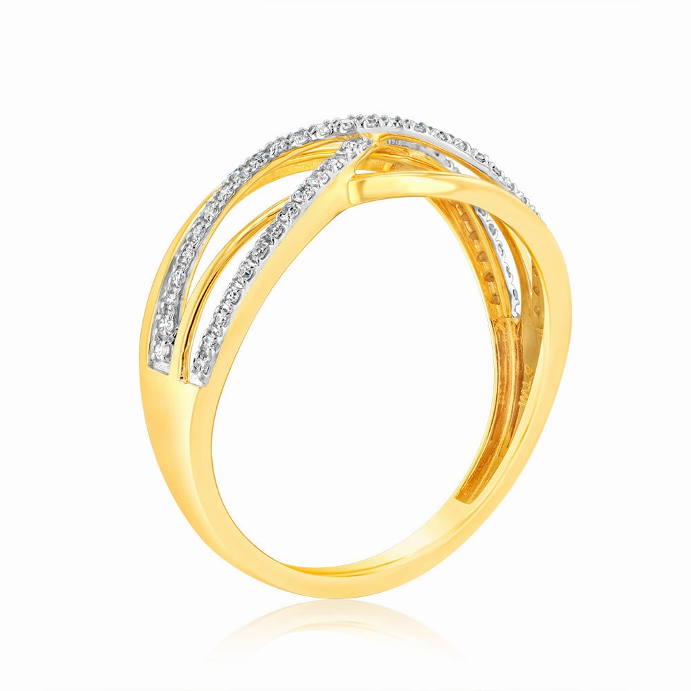 9ct Yellow Gold Luminesce Lab Grown Double Band Diamond Ring