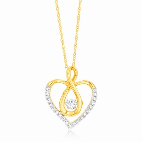 9ct Yellow Gold Luminesce Lab Grown Infinity In Heart Diamond Pendant