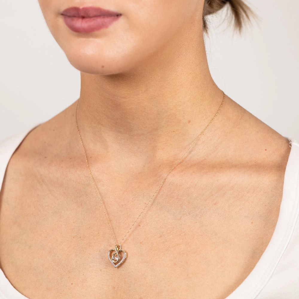 9ct Yellow Gold Luminesce Lab Grown Infinity In Heart Diamond Pendant