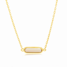 9ct Yellow Gold  Natural Quartz Pendant On Chain