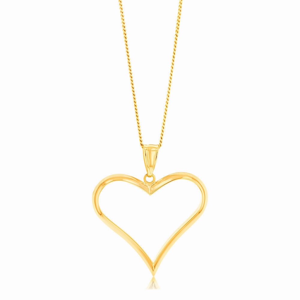 9ct Yellow Gold Open Heart Pendant