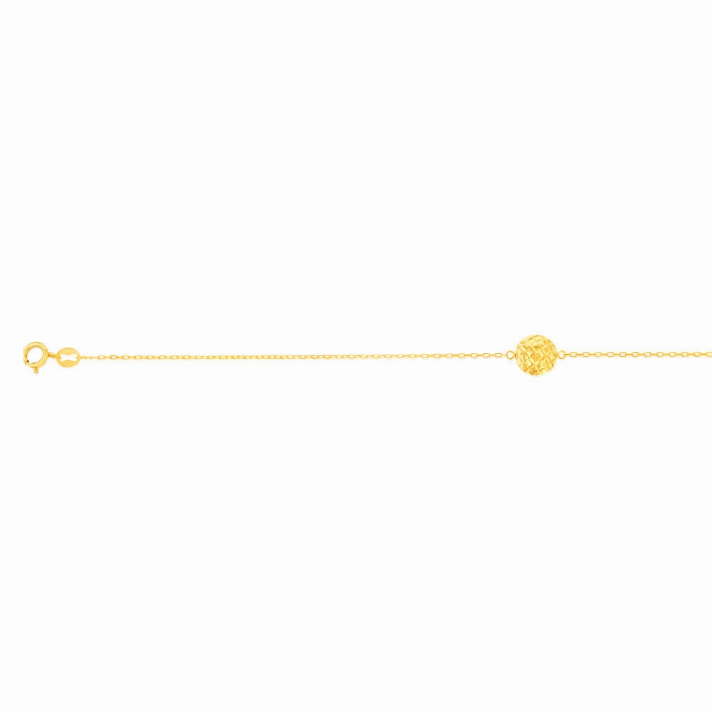 9ct Yellow Gold Patterned Round Disc 19cm Bracelet