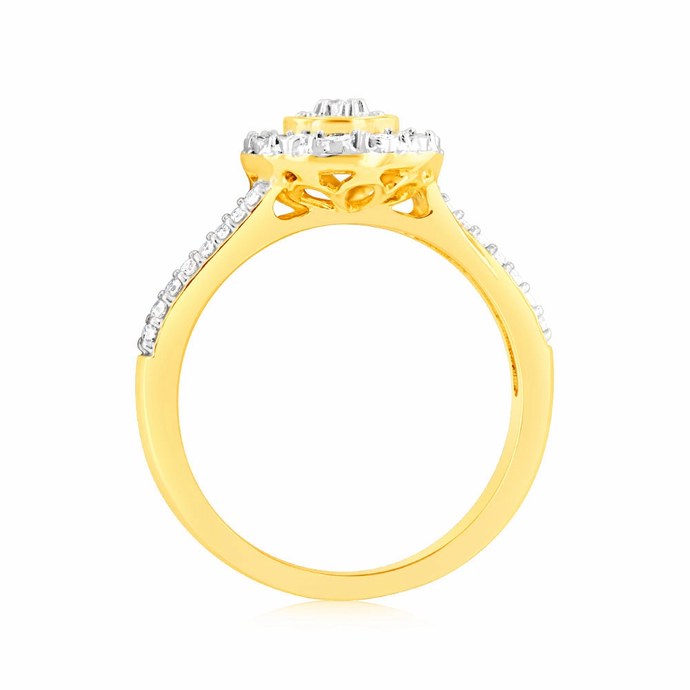 9ct Yellow Gold Pear Shape Diamond Ring 1/6 Carat