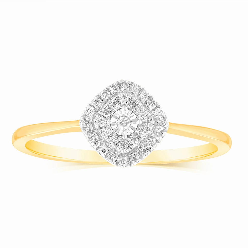 9ct Yellow Gold Pear Shaped Ring in 1/10 Carat Natural Diamond