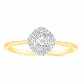 9ct Yellow Gold Pear Shaped Ring in 1/10 Carat Natural Diamond