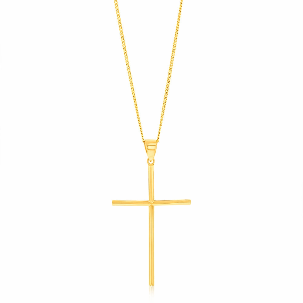 9ct Yellow Gold Plain 39mm X 23mm Cross Pendant