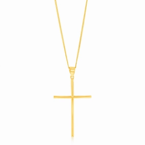 9ct Yellow Gold Plain 39mm X 23mm Cross Pendant