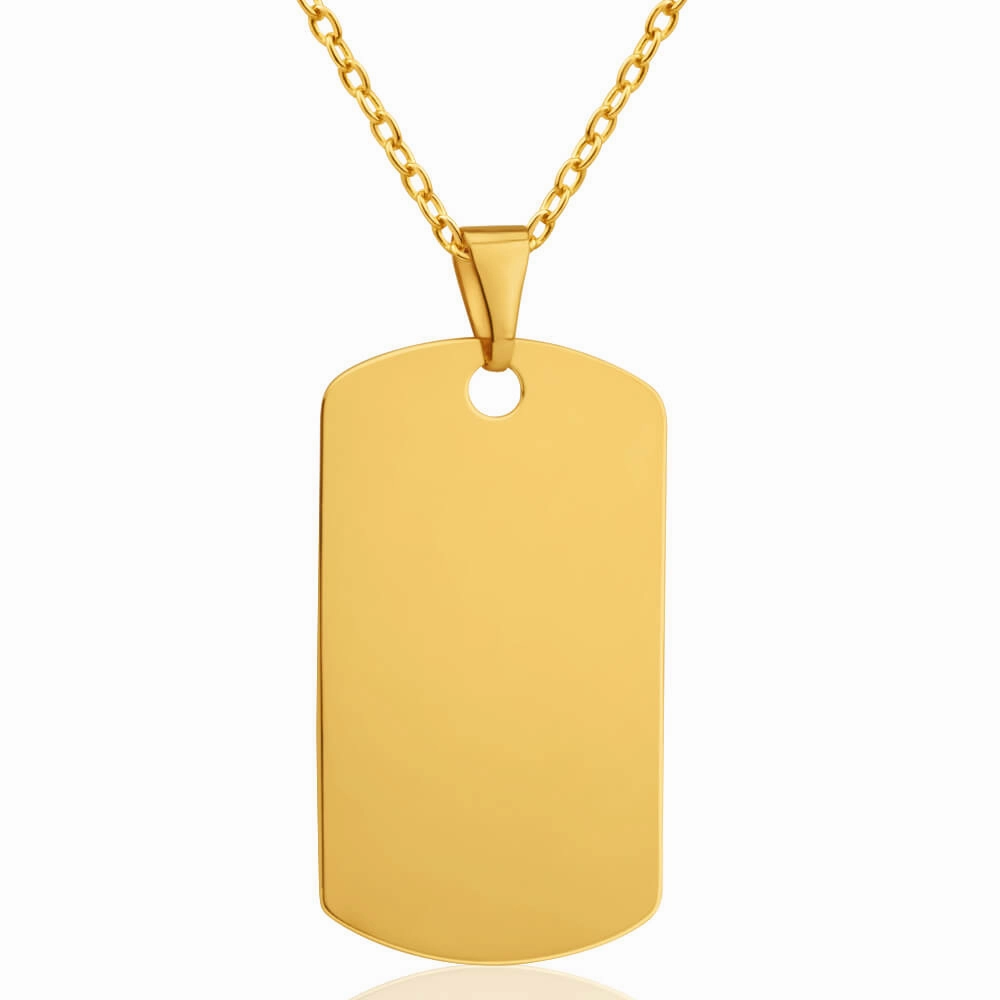 9ct Yellow Gold Plain Dog Tag Pendant