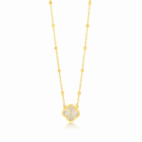 9ct Yellow Gold Rainbow Petal Pendant On Trace And Ball 43cm Chain
