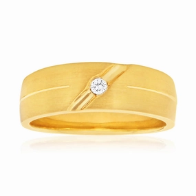 9ct Yellow Gold Round Brilliant Bezel Set Diamond Ring