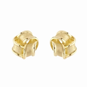 9ct Yellow Gold Satin & Polished Ribbon Knot Stud Earrings