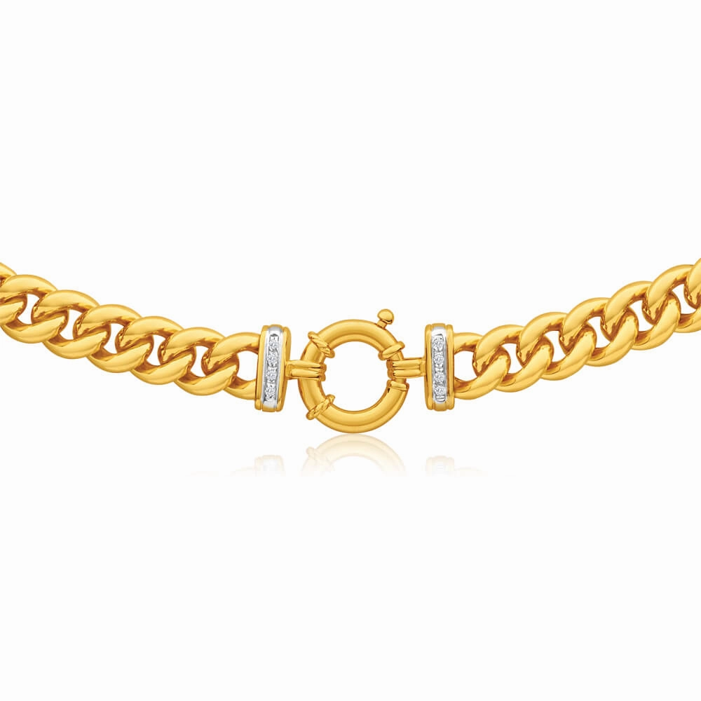9ct Yellow Gold Silver Filled Cubic Zirconia 50cm  Curb Chain