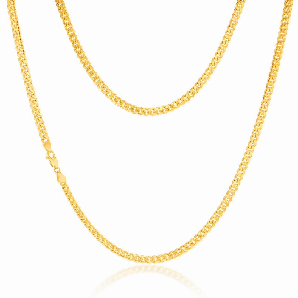 9ct Yellow Gold Silverfilled 120 Gauge Curb 55cm Chain