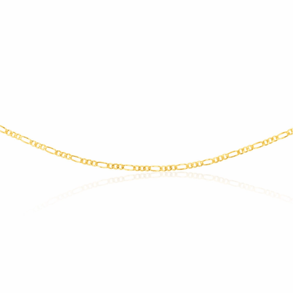 9ct Yellow Gold Silverfilled 1:3 Figaro 80 Gauge 60cm Chain