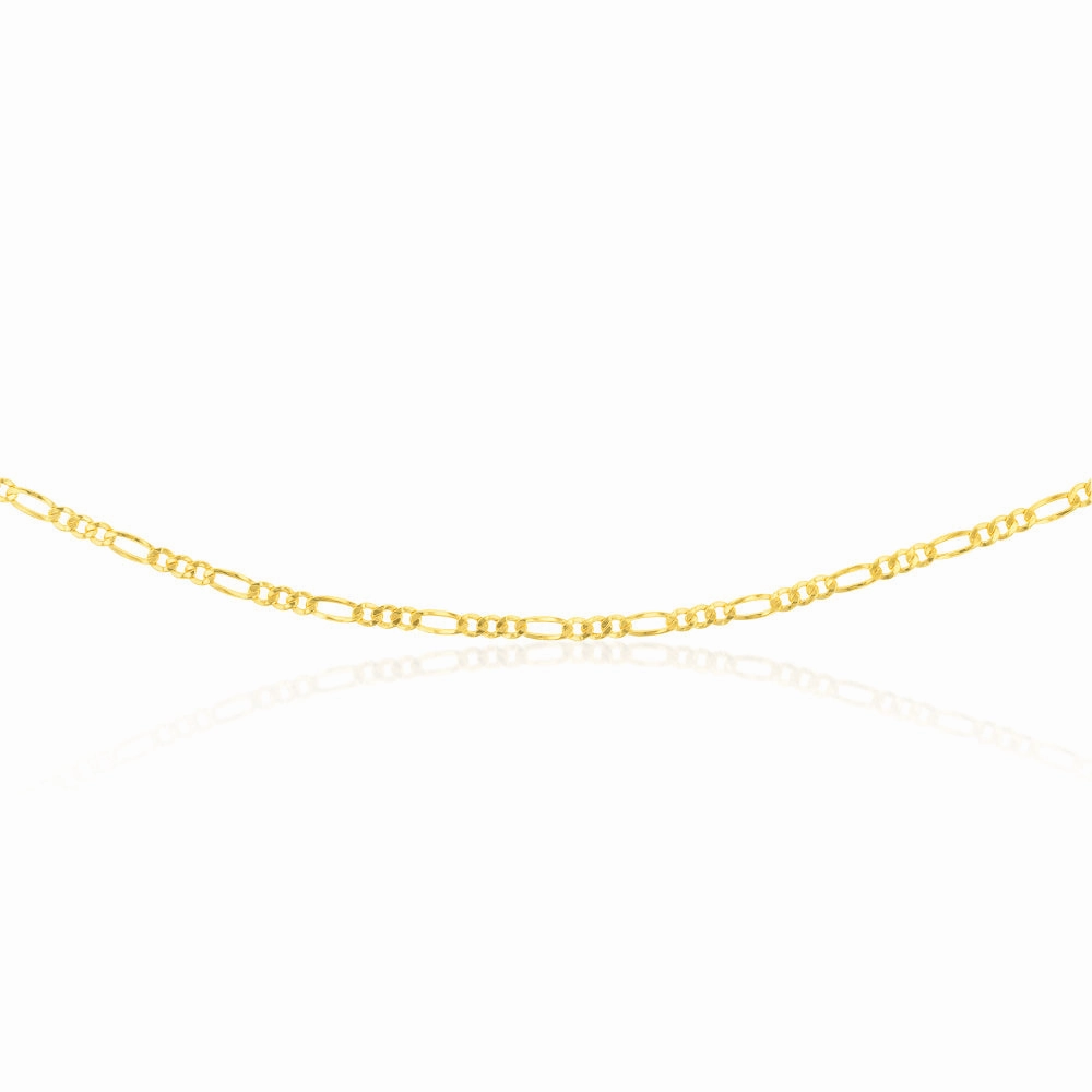 9ct Yellow Gold Silverfilled 1:3 Figaro 80 Gauge 70cm Chain