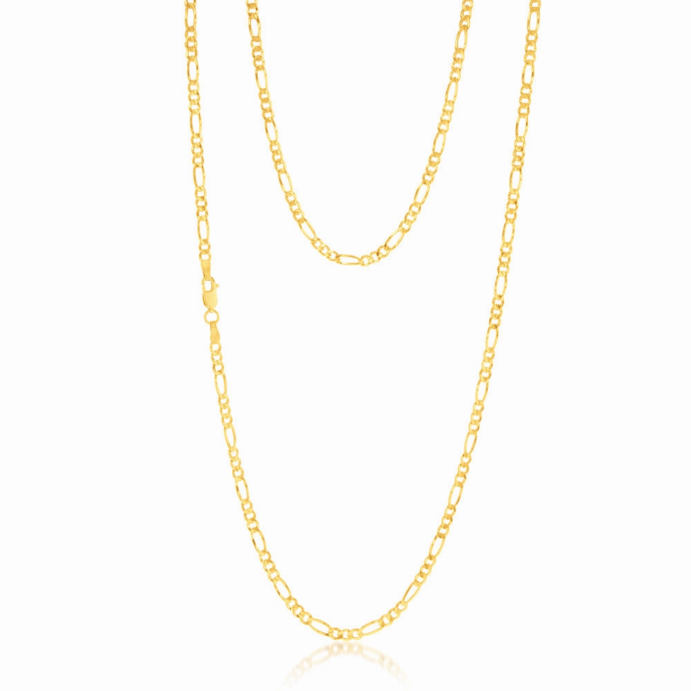9ct Yellow Gold Silverfilled 1:3 Figaro 80 Gauge 70cm Chain