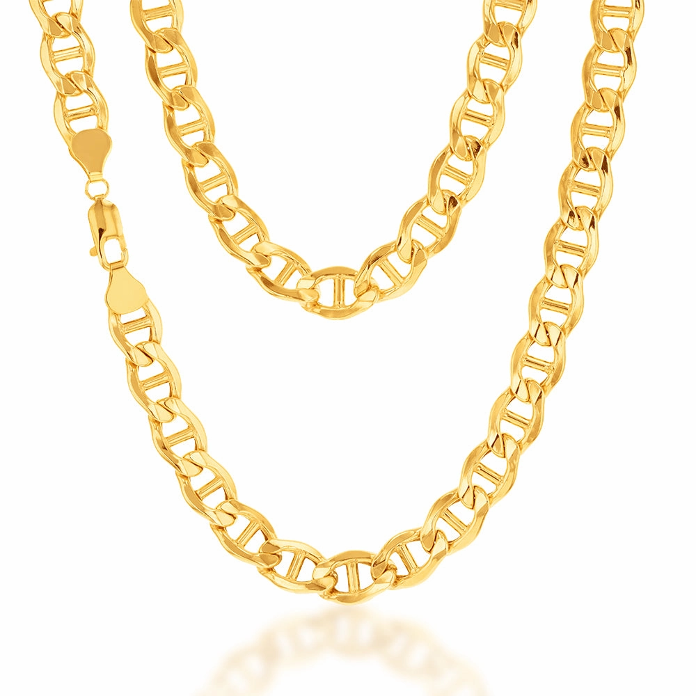 9ct Yellow Gold Silverfilled Anchor 55cm Chain