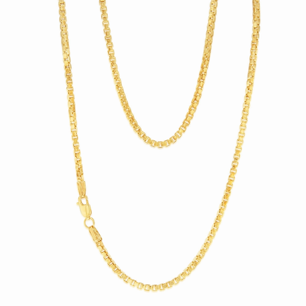 9ct Yellow Gold Silverfilled Box 45cm Chain