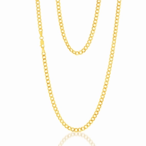 9ct Yellow Gold Silverfilled Diamond Cut Curb 100Gauge 60cm Chain