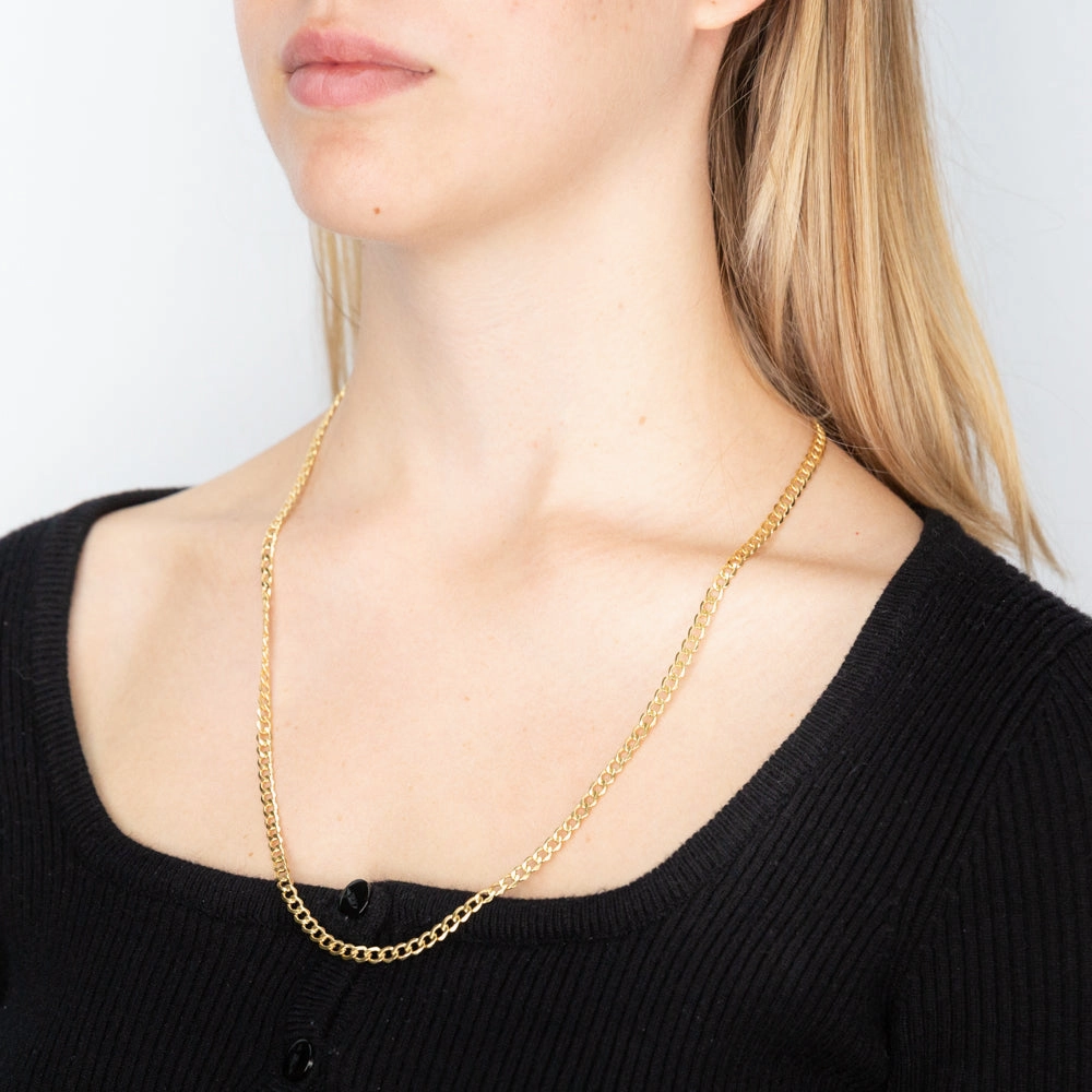 9ct Yellow Gold Silverfilled Diamond Cut Curb 100Gauge 60cm Chain