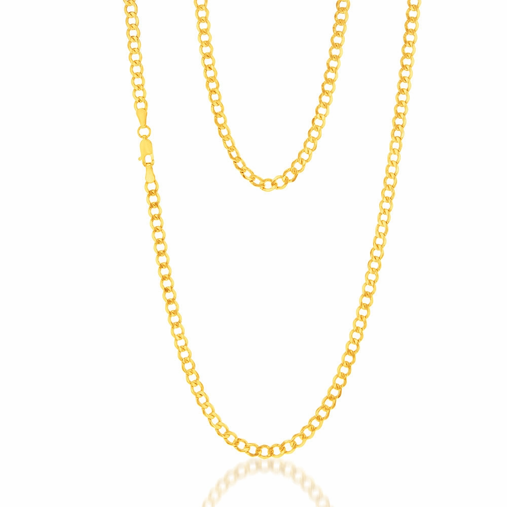 9ct Yellow Gold Silverfilled Diamond Cut Curb 100Gauge 60cm Chain