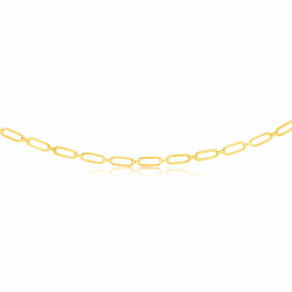 9ct Yellow Gold Silverfilled Fancy Elongated Link Belcher 45cm Chain