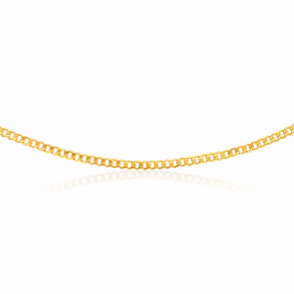 9ct Yellow Gold Silverfilled Flat Curb 120 Gauge 60cm Chain